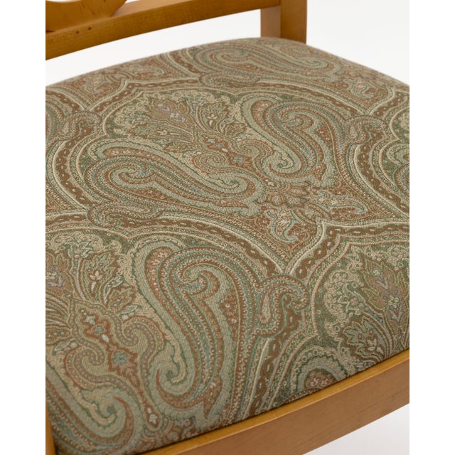 Late 20th Century Bernhardt Maple Wood Armchair With Paisley Upholstered Seat For Sale In Detroit - Image 6 of 7