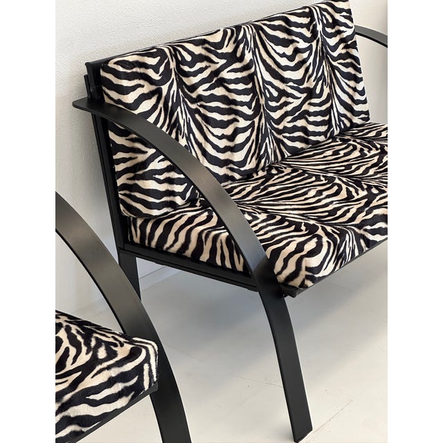 Sofa and Animalier Armchairs with Metal Frames, 1980s, Set of 3 For Sale - Image 16 of 18