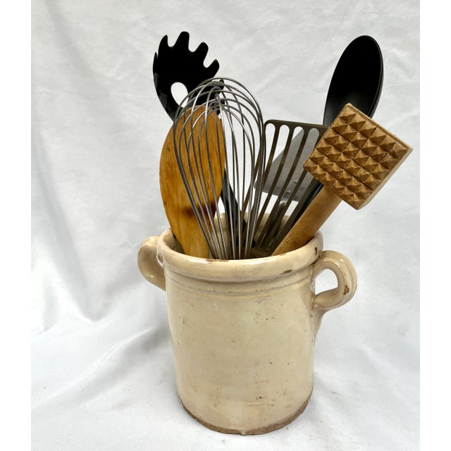 Highly sought after 1900s northern Italian glazed confit pot originally used for storing olives or duck fat. Hand turned...