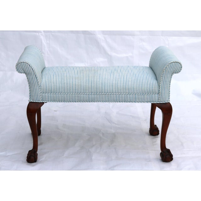 Chippendale Mid 20th Century Chippendale Style Mahogany Ball and Claw Foot Window/Foot of Bed Seat For Sale - Image 3 of 13