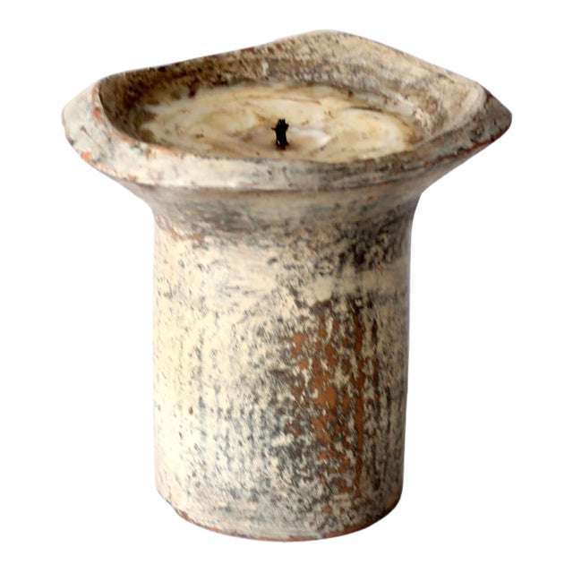 Vintage Handmade Studio Pottery Candle For Sale