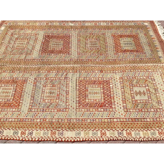 Rustic 1960s Rustic Embroidered Kilim Rug - 67" X 96" For Sale - Image 3 of 11