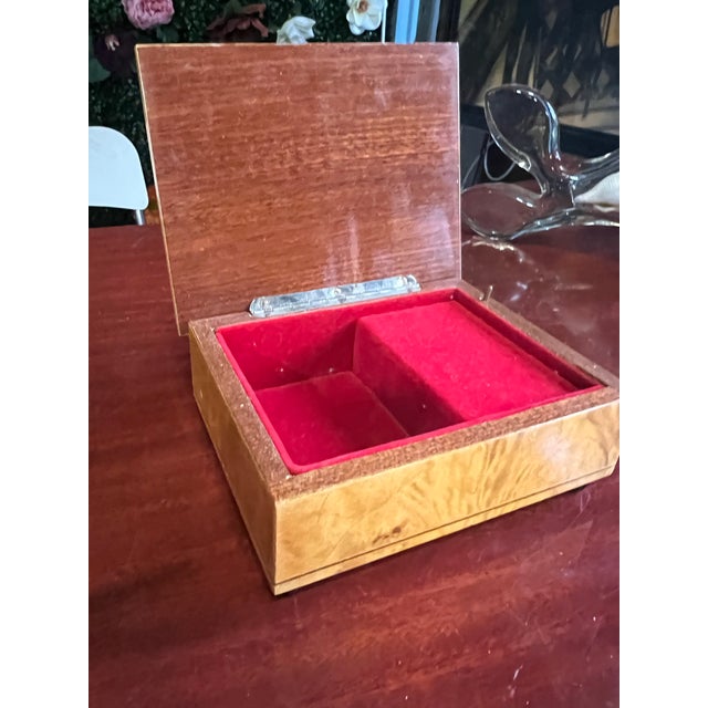 1970s Small Wooden Jewelry Box With Floral Details For Sale - Image 4 of 9