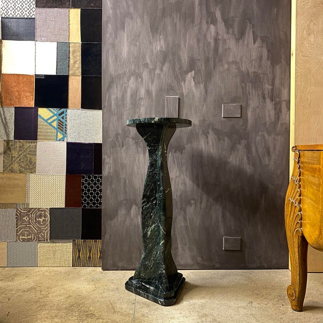 Mid 20th Century Verdi Alpi Marble Art Nouveau Style Taller Pedestal For Sale - Image 5 of 15