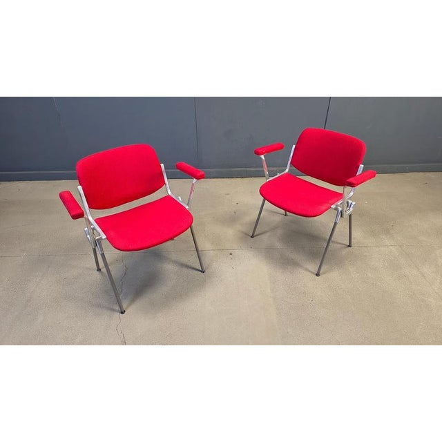 Red Vintage DSC 106 Side Chairs by Giancarlo Piretti for Castelli, 1970s, Set of 6 For Sale - Image 8 of 18