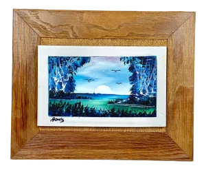 Vintage Framed Painted Tile