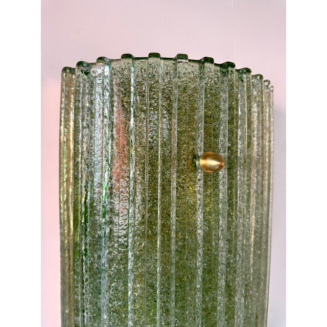 Contemporary Pair of Green Granita Murano Glass and Brass Sconces, Italy For Sale - Image 9 of 12