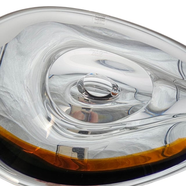 Göran Wärff for Kosta Boda Orchid Glass Dish – Signed 17.5" Sculptural Centerpiece Bowl, Sweden For Sale - Image 9 of 12