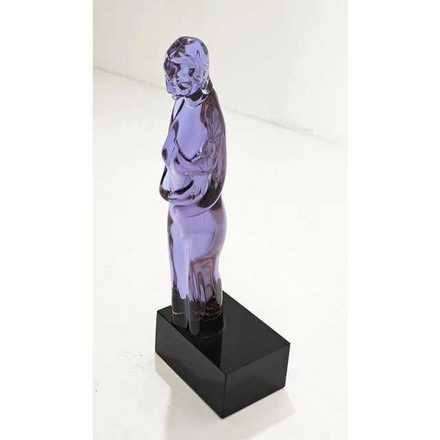 Splendid lavender/alexandrite Murano glass figurative sculpture, depicting a female figure (maternity or nude) in solid...