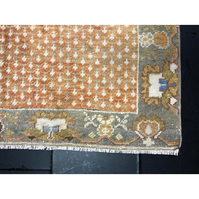 Orange Floral Vintage Rug - 3′10″ × 7′1″ For Sale - Image 10 of 11