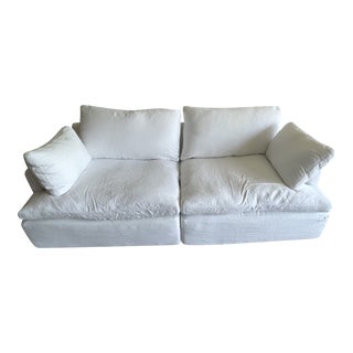 Timothy Oulton "Nest" Cream Linen Two-Piece Sofa For Sale