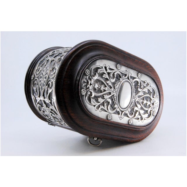 Rosewood Jewelry Box with Silver Structure and Lined Interior For Sale - Image 4 of 10