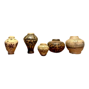 15th Century Thai Sawankhalok Ceramic Vessels - a Set of 5