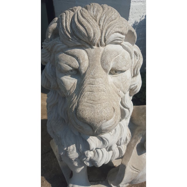 Vintage Cement Lion Statue Chairish