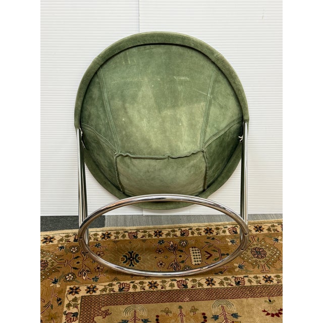 Lusch & Co. Balloon Sling Chair, Forest Green Suede For Sale - Image 9 of 12