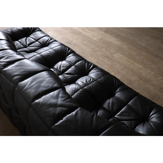 Black Kashima Three Seater Sofa in Black Leather by Michel Ducaroy for Ligne Roset, 1970s For Sale - Image 8 of 15