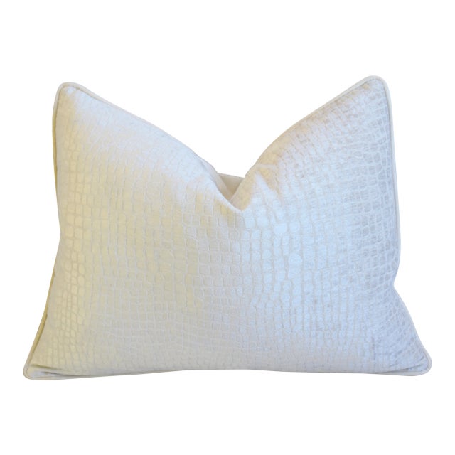 Crocodile Alligator Textured Velvet Design Feather/Down Pillow 24" X 18" For Sale