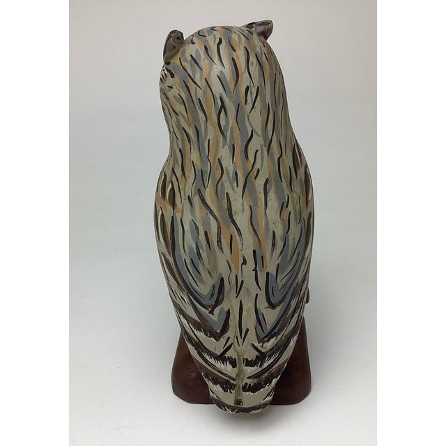 Mid 20th Century Mid 20th Century Amazing Hand Carved Hand Painted Folk Art Owl Sculpture For Sale - Image 5 of 7