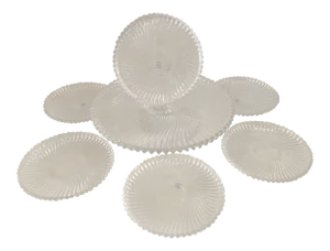 Contemporary Crystal Cake Stand & Dessert Plates - Set of 7