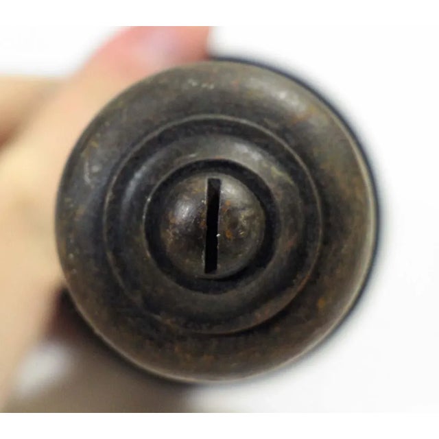 Traditional Vintage Art Deco Glass Knob With Rosette & Closet Spindle For Sale - Image 3 of 6