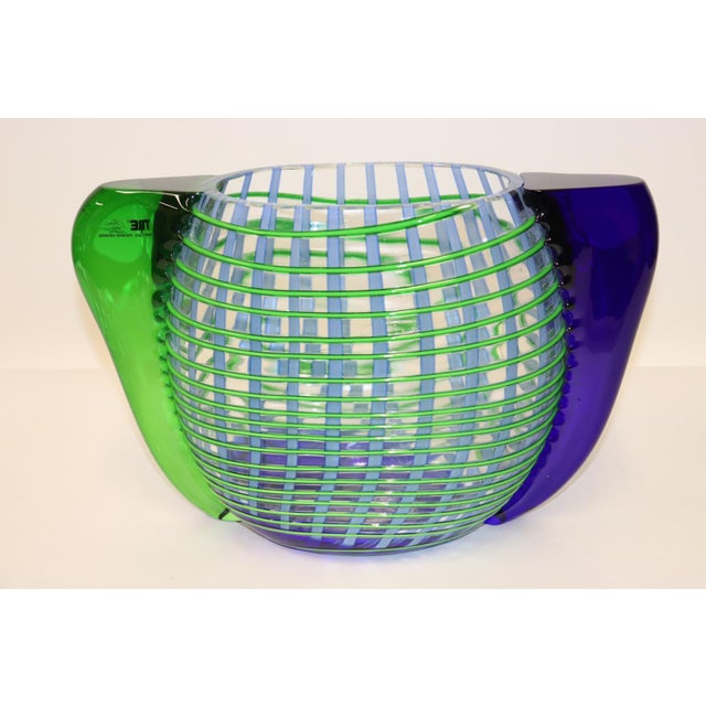 Mid-Century Modern Green and Blue Murano Glass Vase For Sale - Image 13 of 13