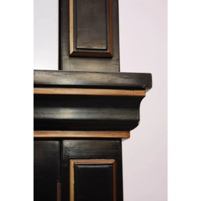 Black 1970s Ebonized Armoire With Milk Glass Doors For Sale - Image 8 of 10