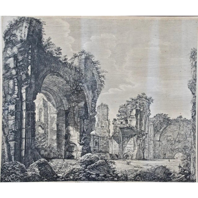 This early 19th century etching entitled "Veduta dei Grandi Avanzi delle Terme Antoniane, o di Caracalla" (The baths of...