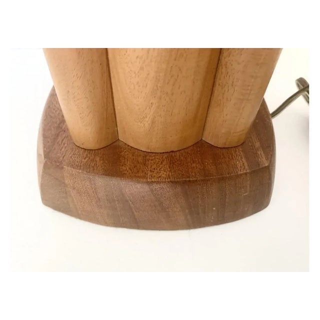 Beautifully made and finished Mid Century Walnut Lamps with an architecturally presentation. Pair of walnut mid century...