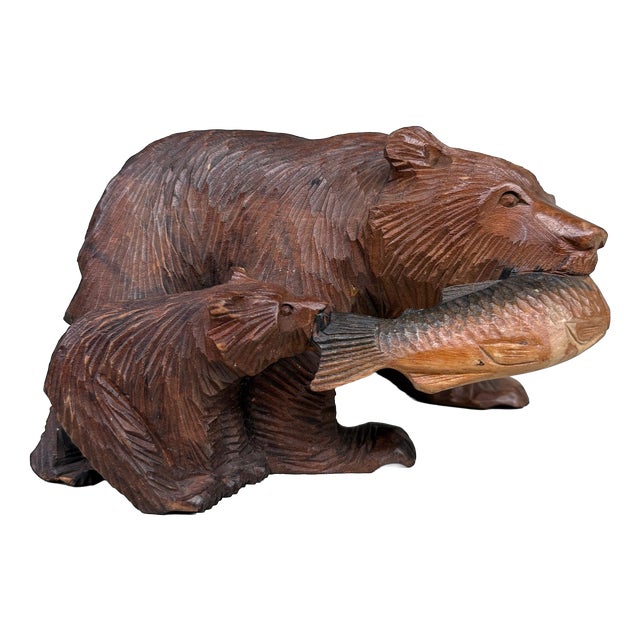 Japanese Kibori Kuma Carved Wooden Bear, 1950 For Sale