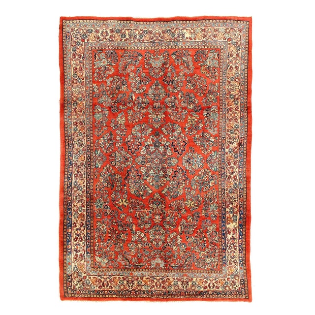 1920s Vintage Persian Sarouk Rug 6'3'' X 9'4'' For Sale - Image 4 of 5