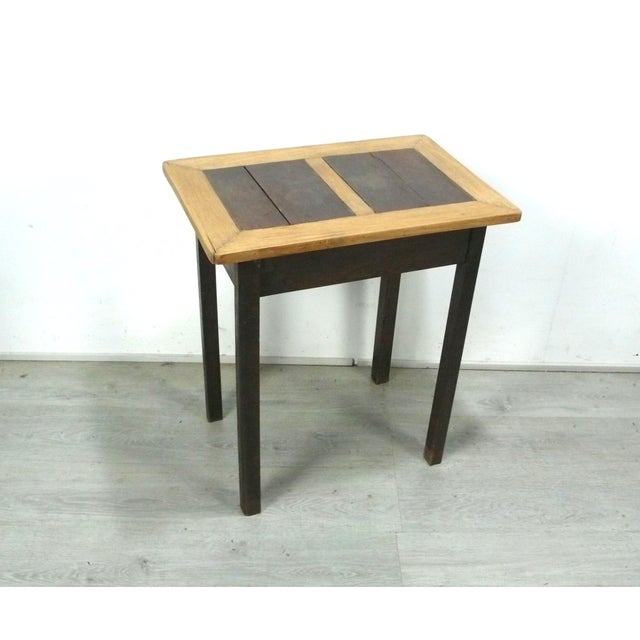 Brown Antique Wooden Side Table with Drawer, 1900s For Sale - Image 8 of 8