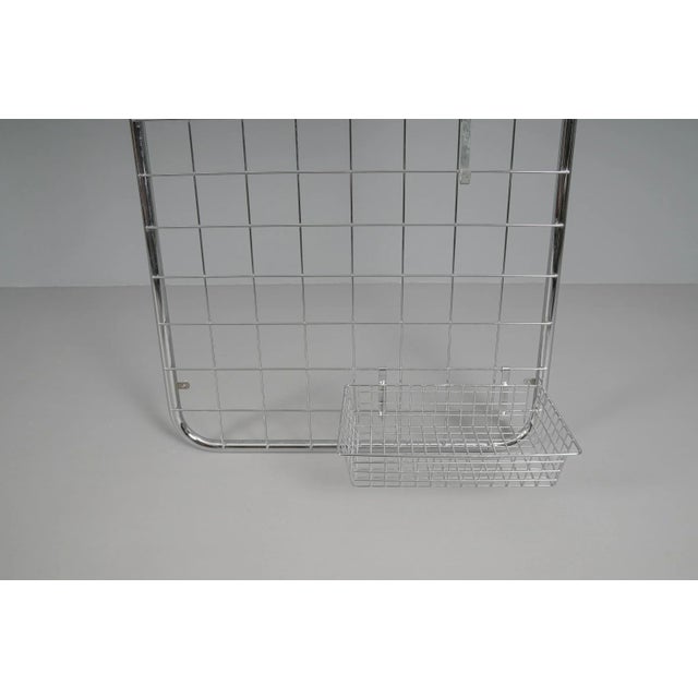 Flexible Chrome Wall Wardrobe with a Hat Bracket and Hanging Basket, 1970s For Sale - Image 6 of 10