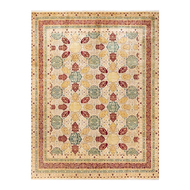 Mogul, One-of-a-Kind Hand-Knotted Area Rug in Ivory, 8' 2" x 10' 7" For Sale