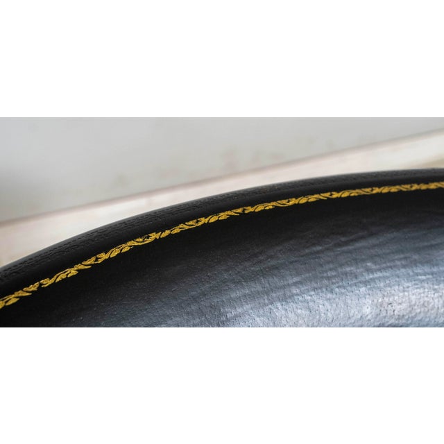 Brown 1980s Maitland Smith Set of 4 Empire Style Barrel Back Leather Club Chairs For Sale - Image 8 of 18