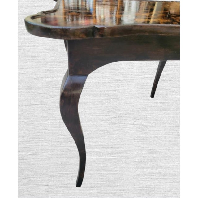 Vintage Minton Spidell Newly Hand-Painted Faux Tortoiseshell Scalloped Game Table For Sale - Image 12 of 13