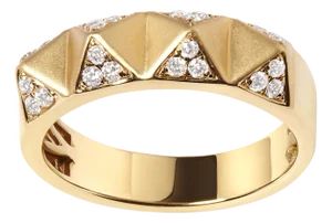 14K Yellow Gold 1/4 Cttw White Diamond Pyramid Band Ring (G-H Color, SI1-SI2 Clarity)- Size 7