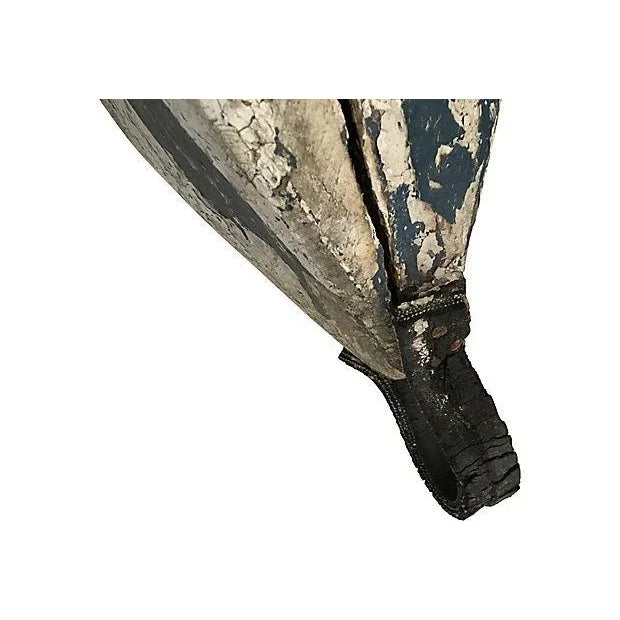 Mid 20th Century Weathered Blue & White Wood Buoy For Sale - Image 5 of 7