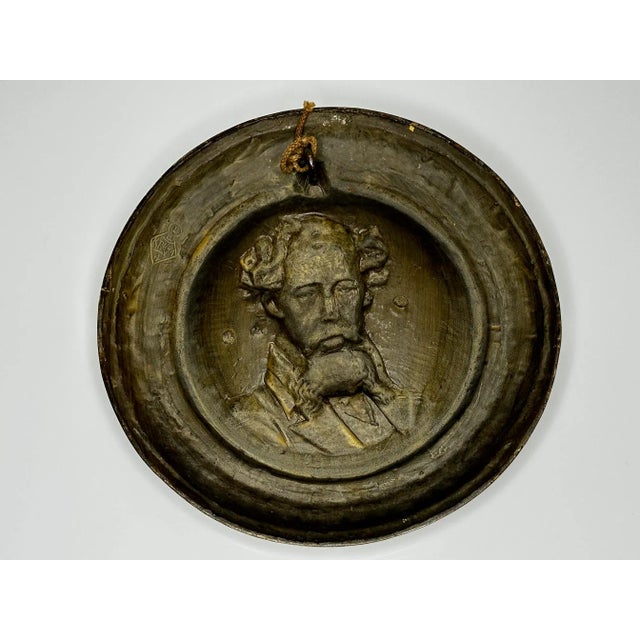 Traditional British Victorian 19th Century Gilt Bronze Charles Dickens Portrait Wall Sculpture For Sale - Image 4 of 12