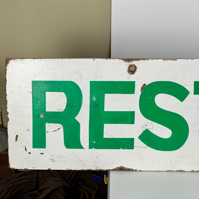 A large 6 feet wooden sign that spells out "Restaurant!" in beautiful green letters. It is double sided and its greatness...