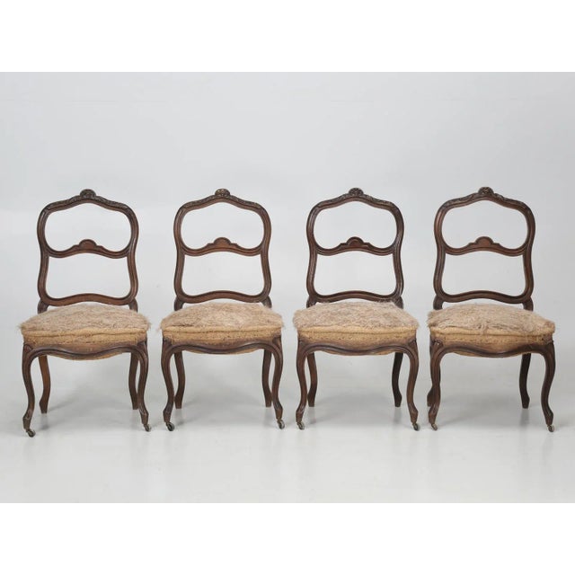 Antique White Set of Six Carved French Antique Living Room or Parlor Chairs For Sale - Image 8 of 12
