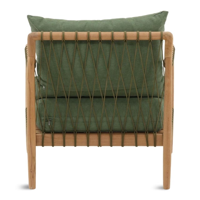 Outdoor Teak & Fern Green Arm Chair For Sale - Image 4 of 7