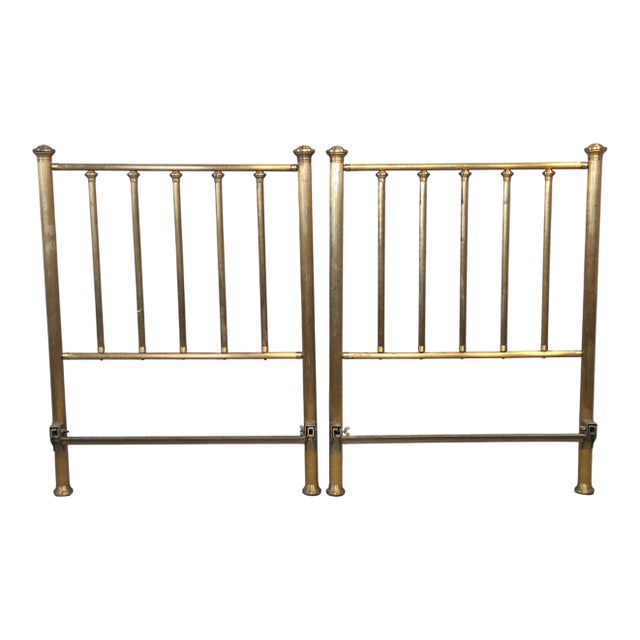 Antique Brass Twin Bed Headboards - A Pair For Sale