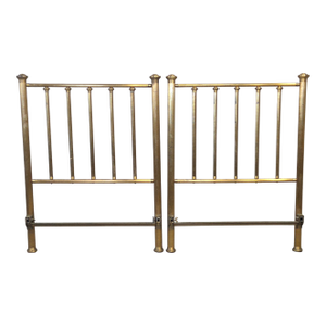 Antique Brass Twin Bed Headboards - A Pair