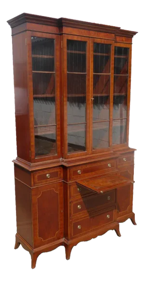 Antique Breakfront Bookcase in Mahogany, 1890s