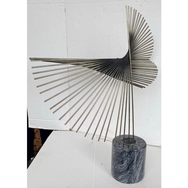 Mid Century Curtis Jere Metal Rod Sculpture on Marble Base For Sale In New York - Image 6 of 7