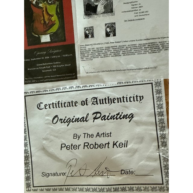 Paint 1970s Original Peter Keil Abstract Portraiture Painting For Sale - Image 7 of 7