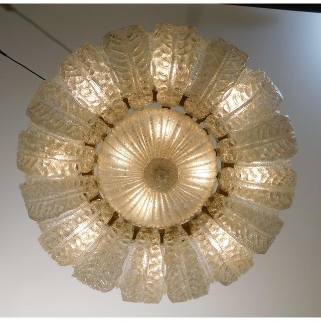 Brass 1960s Clear Graniglia Murano Leaves Flush Mount For Sale - Image 8 of 10