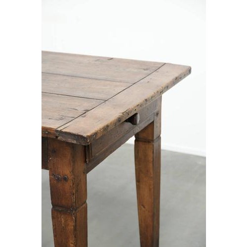 Antique Oak Dining Table with Walnut Top and Drawer For Sale - Image 13 of 14