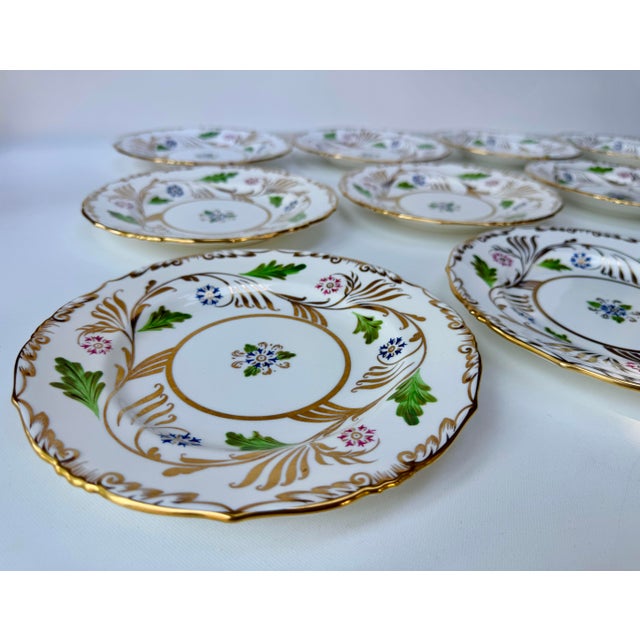 1940s Vintage Royal Chelsea England Gilt Floral Plates - Set of 11 For Sale - Image 5 of 12