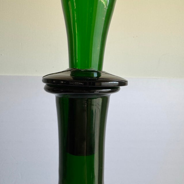Empoli Genie Bottle Green XL 29" MCM Italian Art Glass Made in Italy Attributed For Sale - Image 11 of 12